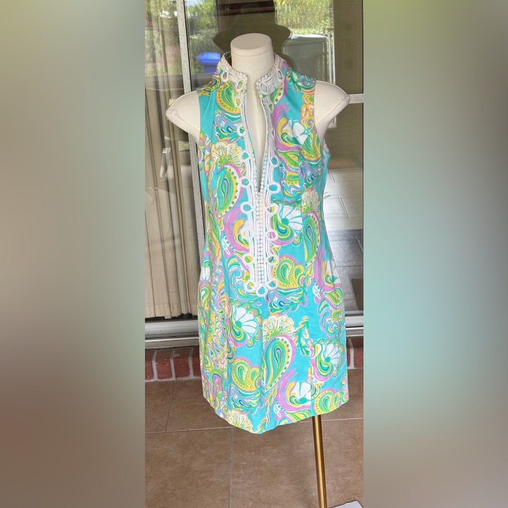 Lilly Pulitzer Alexa Shift Dress Shorely Blue Double Trouble Size 0